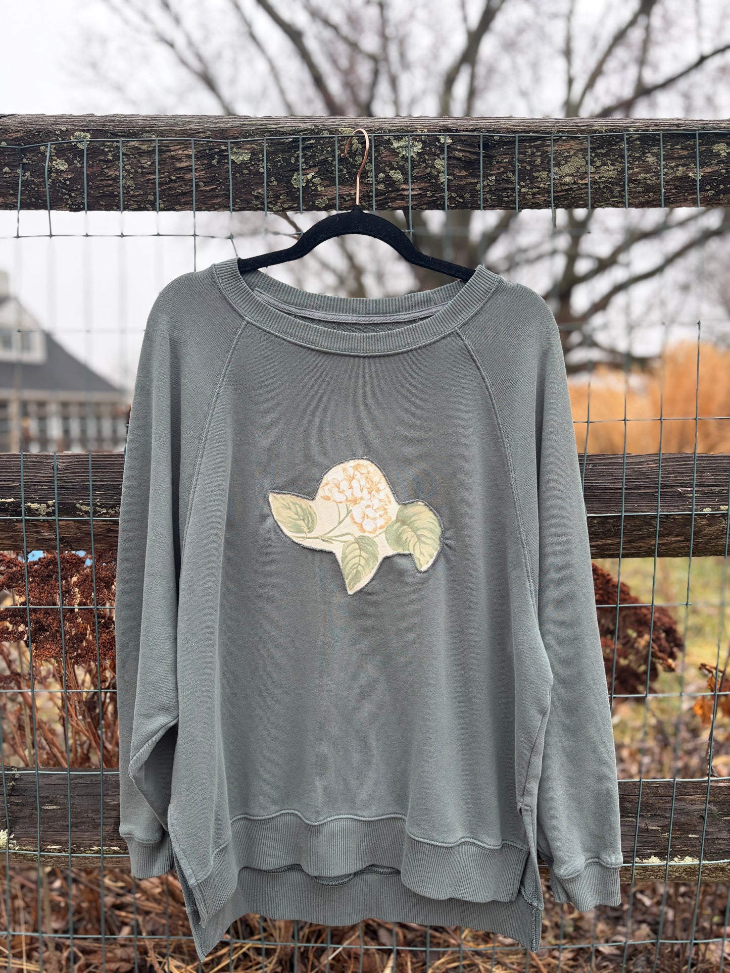 M/L Upcycled Reverse Appliqué Crewneck
