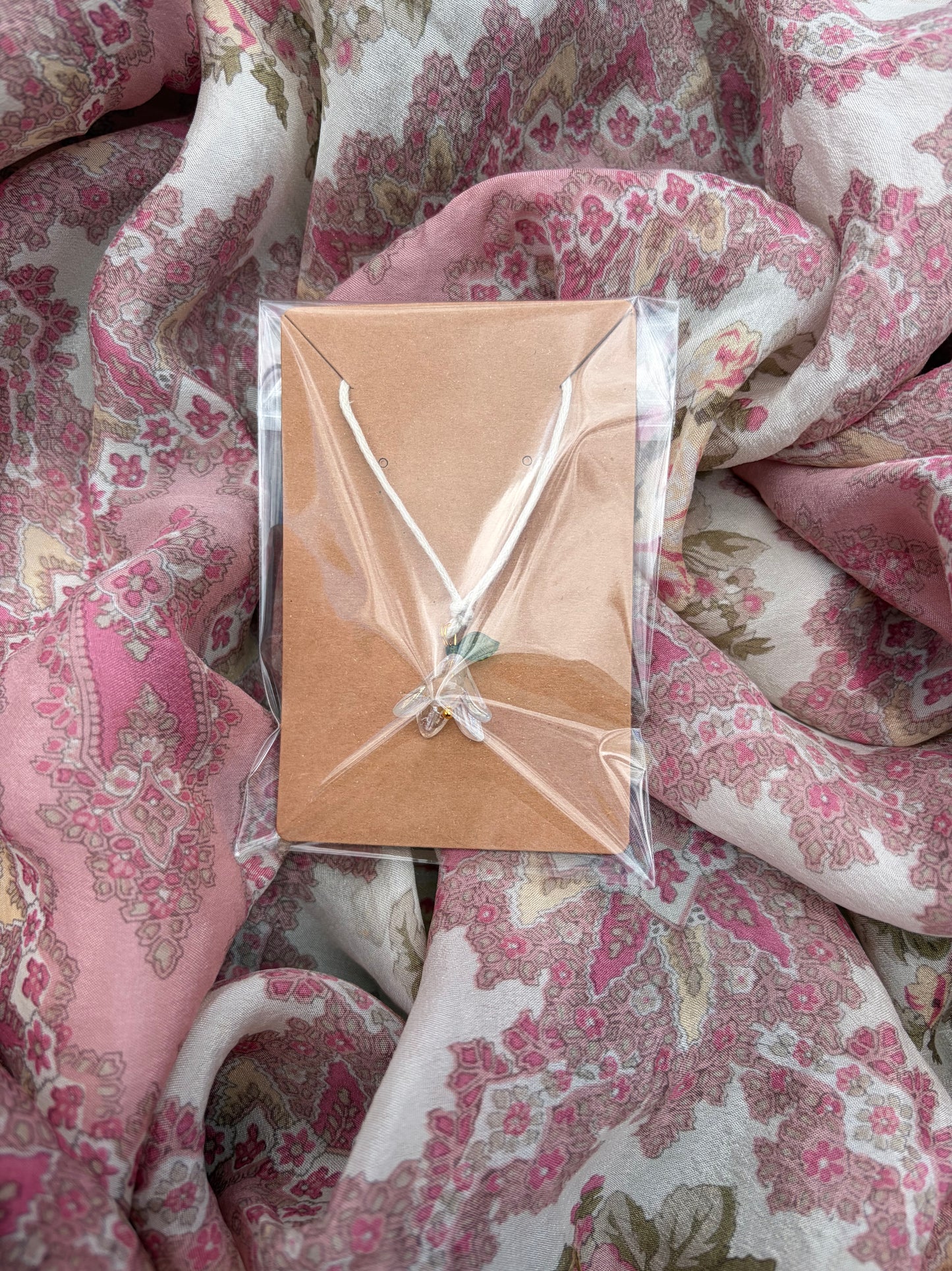 White Floral Tie Necklace