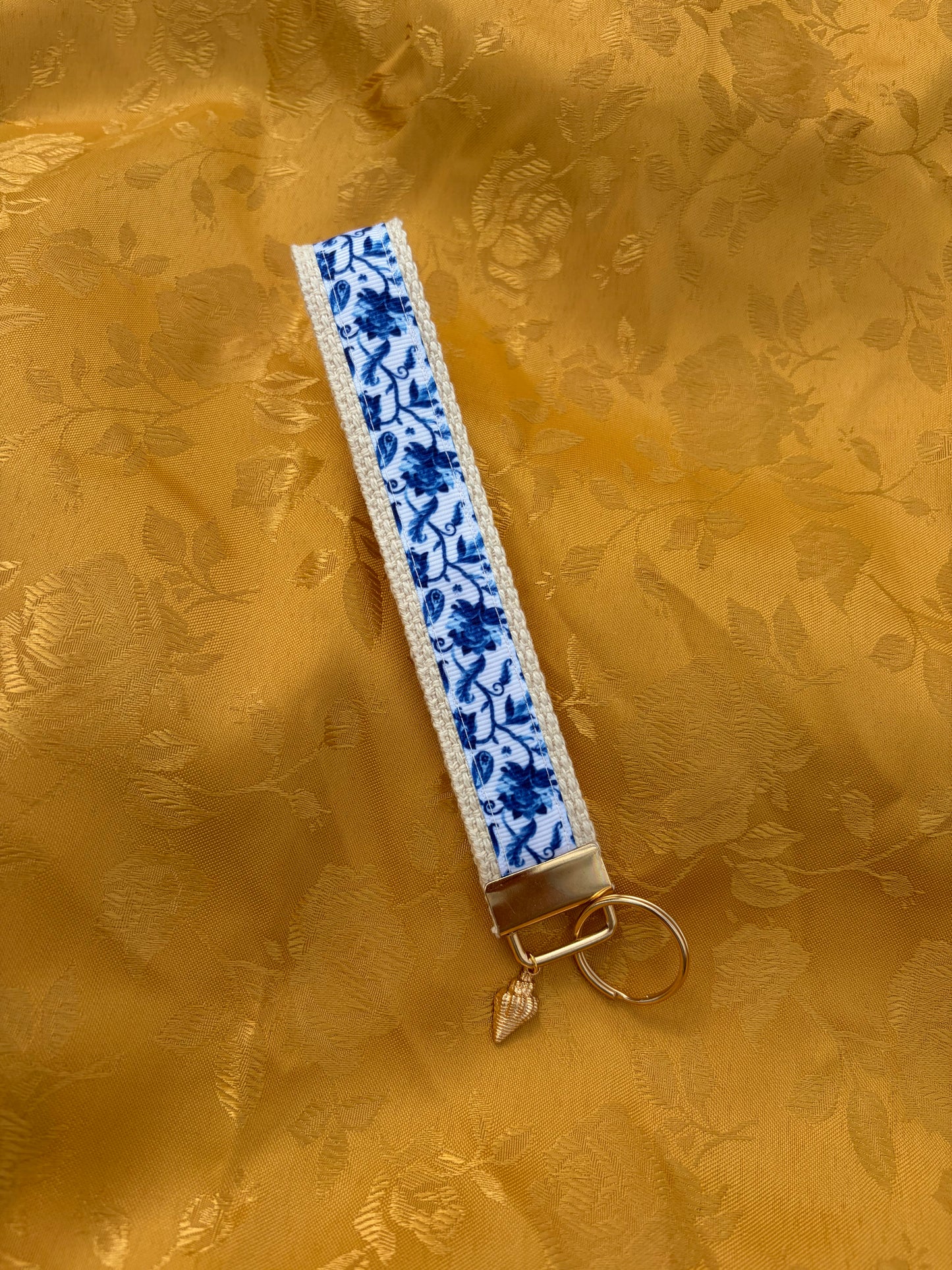 Blue Floral Charm Keychain