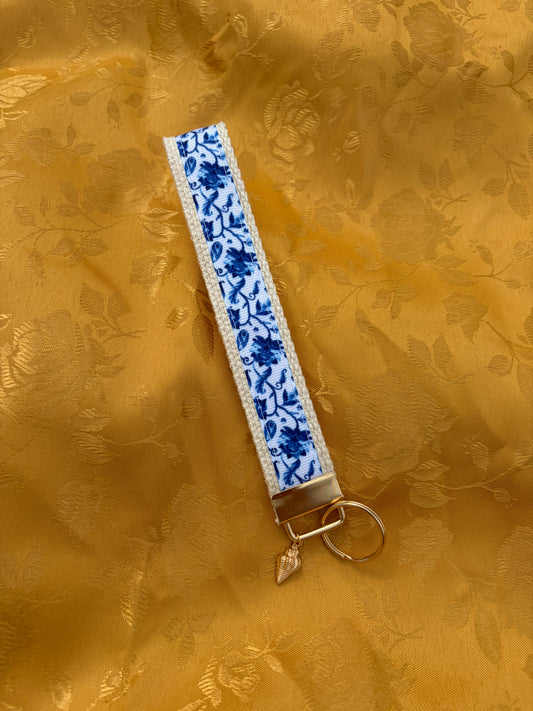 Blue Floral Charm Keychain