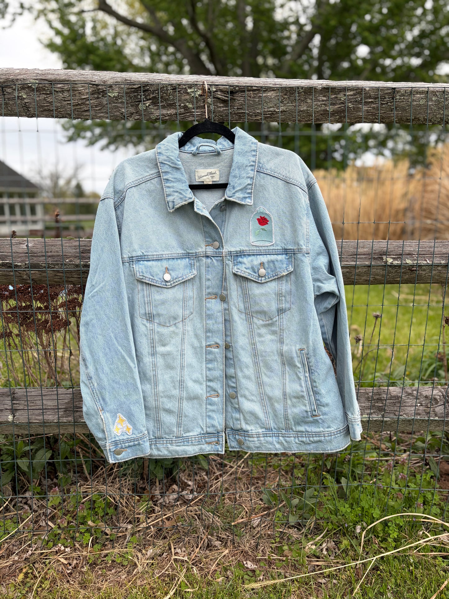 XL Enchanted Rose Denim Jacket