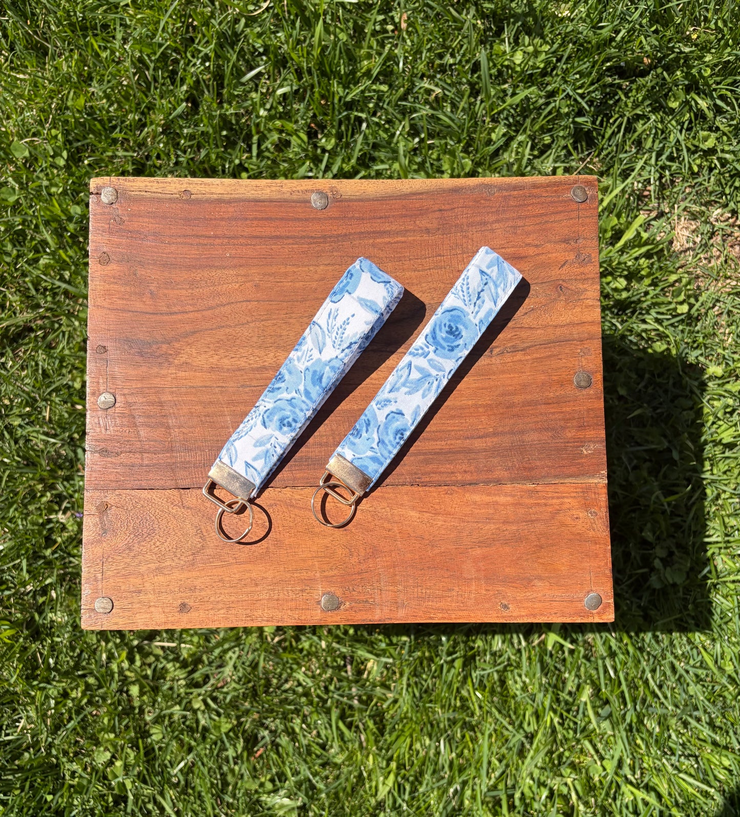 Blue Floral Keychain
