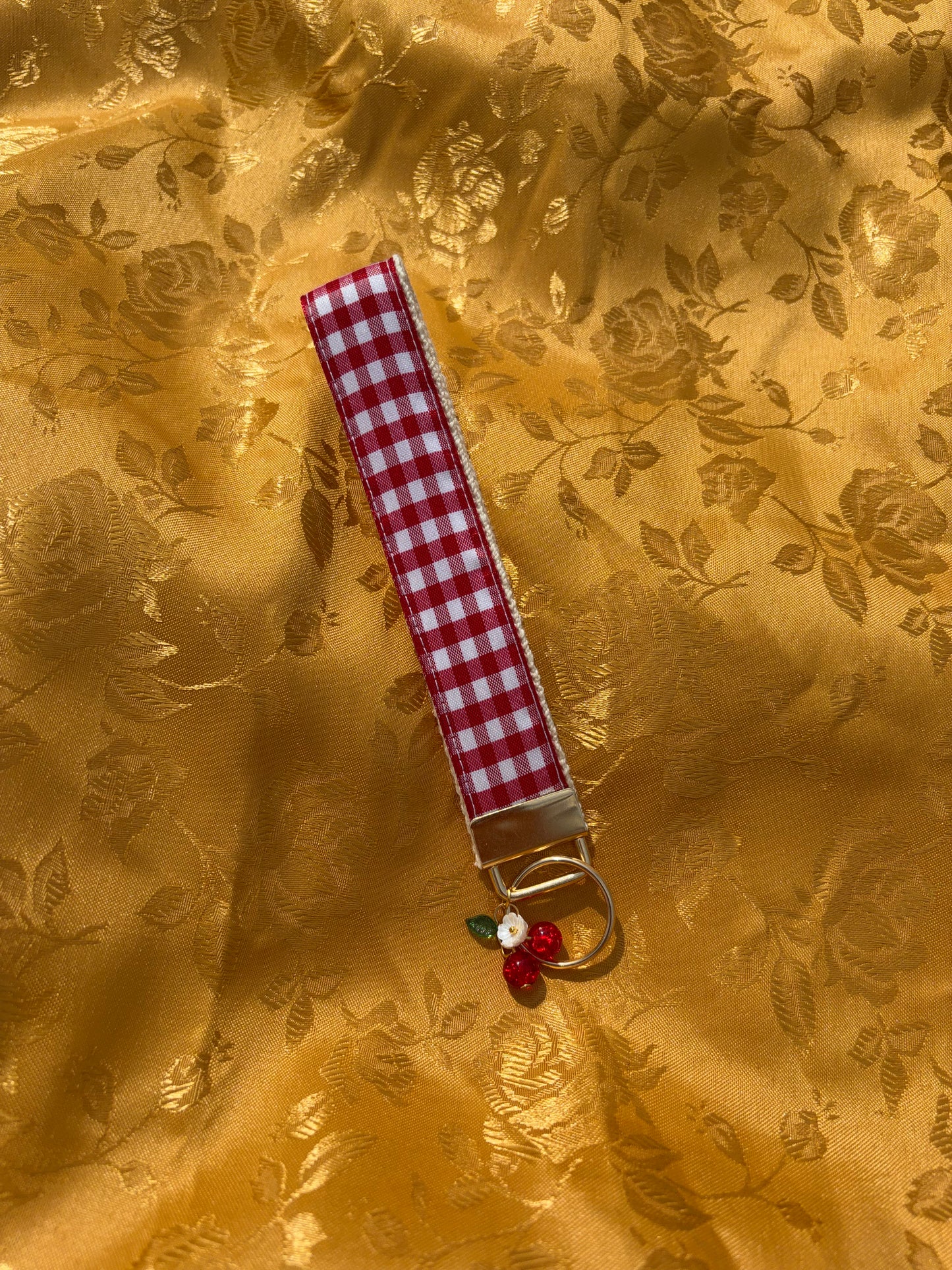 Red Gingham Charm Keychain