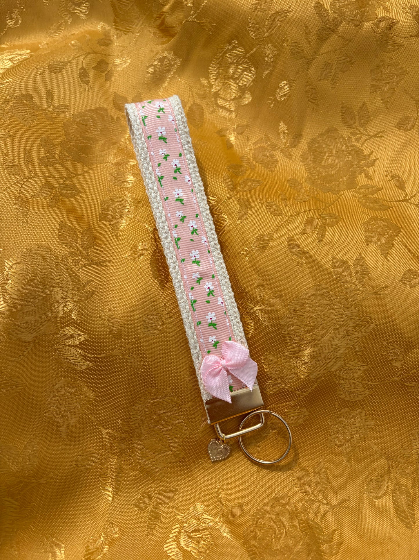 Pink Floral Charm Keychain