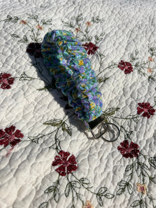 Yellow & Purple Floral Scrunchie Keychain