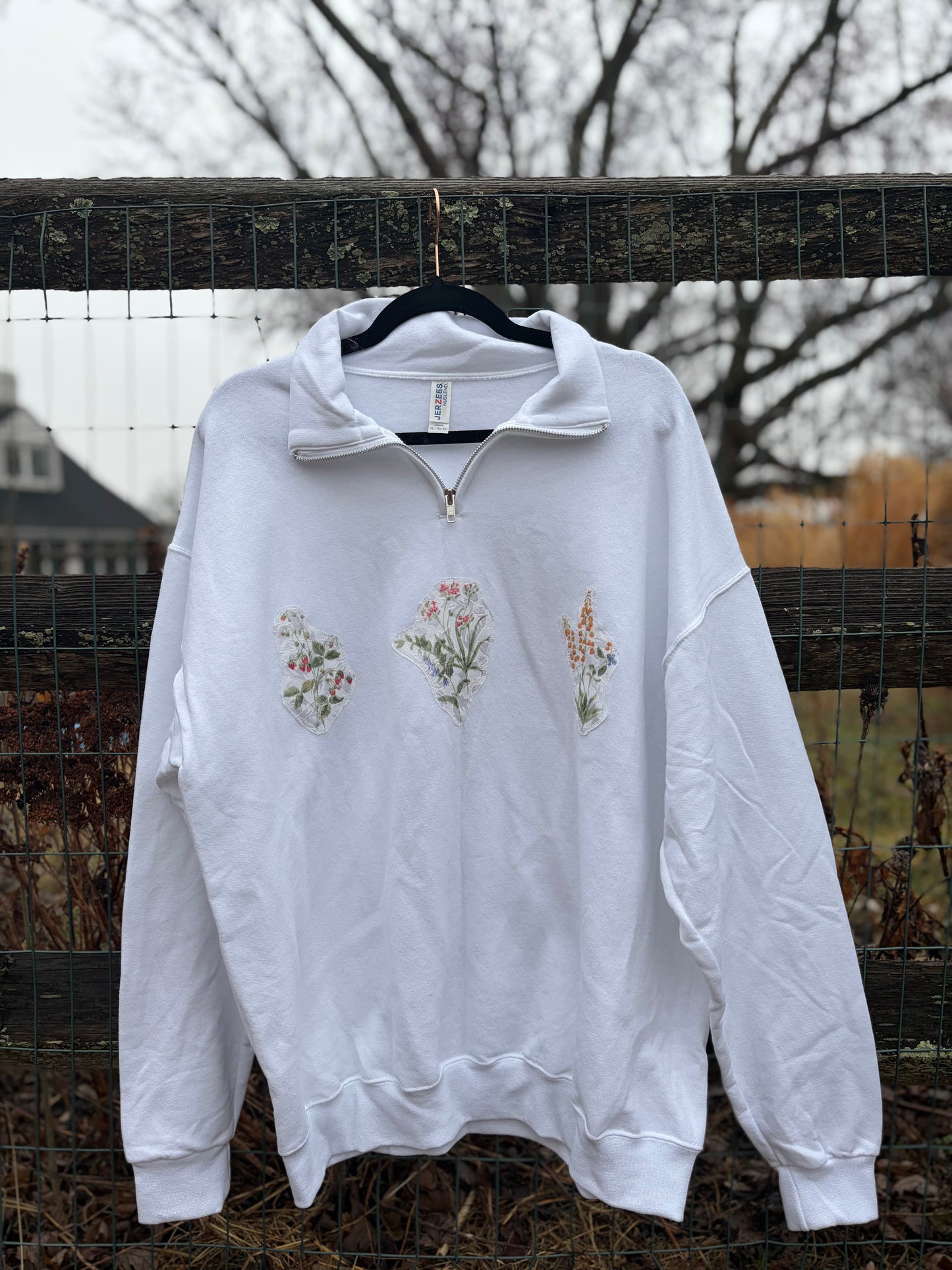 XL Upcycled Appliqué Half Zip
