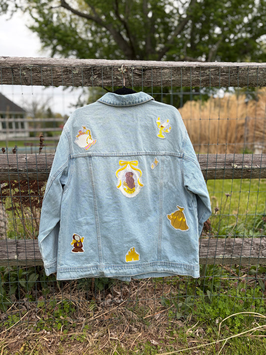 XL Enchanted Rose Denim Jacket