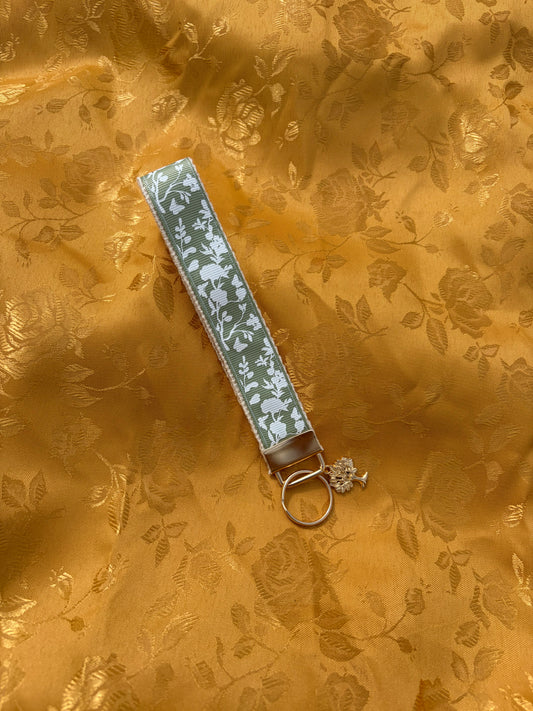 White floral Charm Keychain