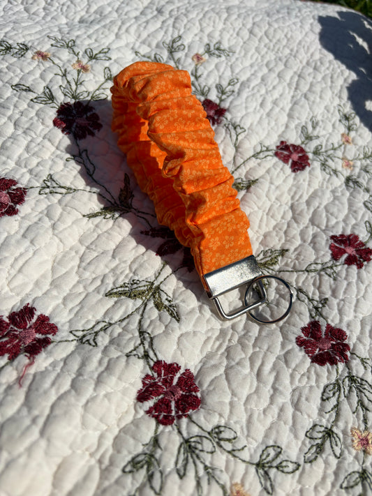 Orange Floral Scrunchie Keychain
