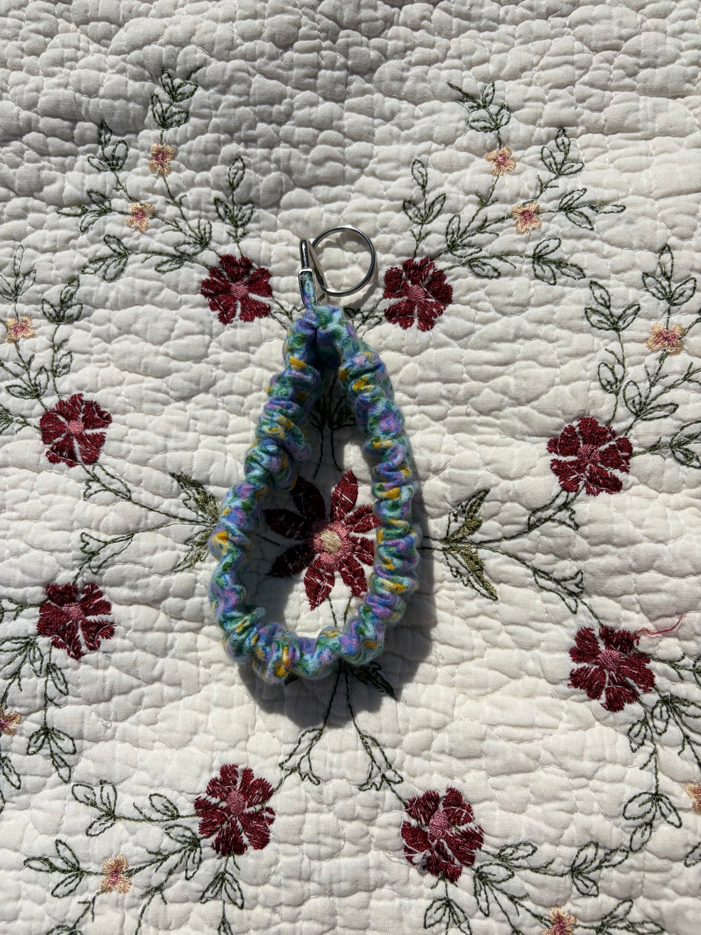 Yellow & Purple Floral Scrunchie Keychain