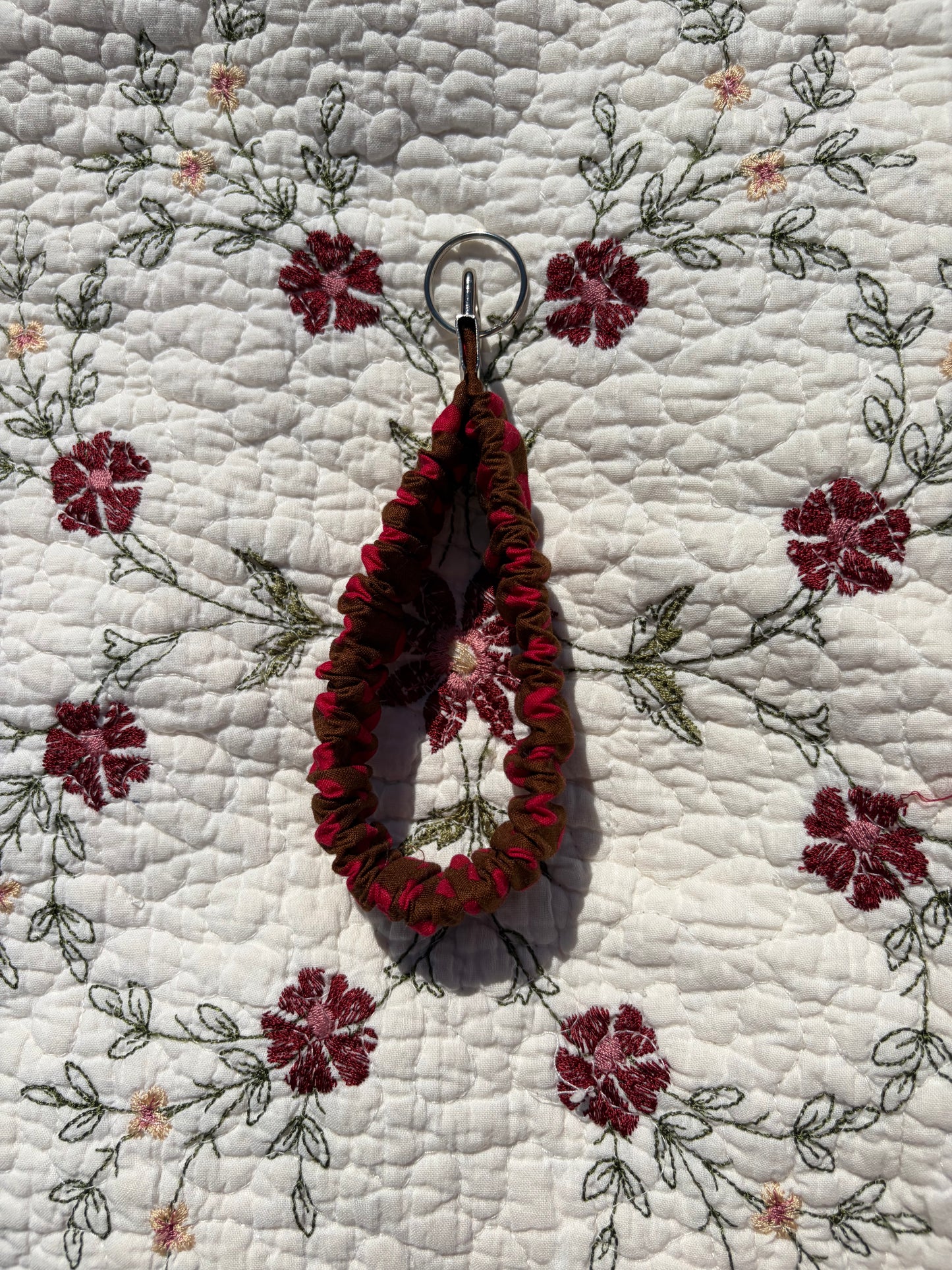 Hot Pink Polka Dot Scrunchie Keychain