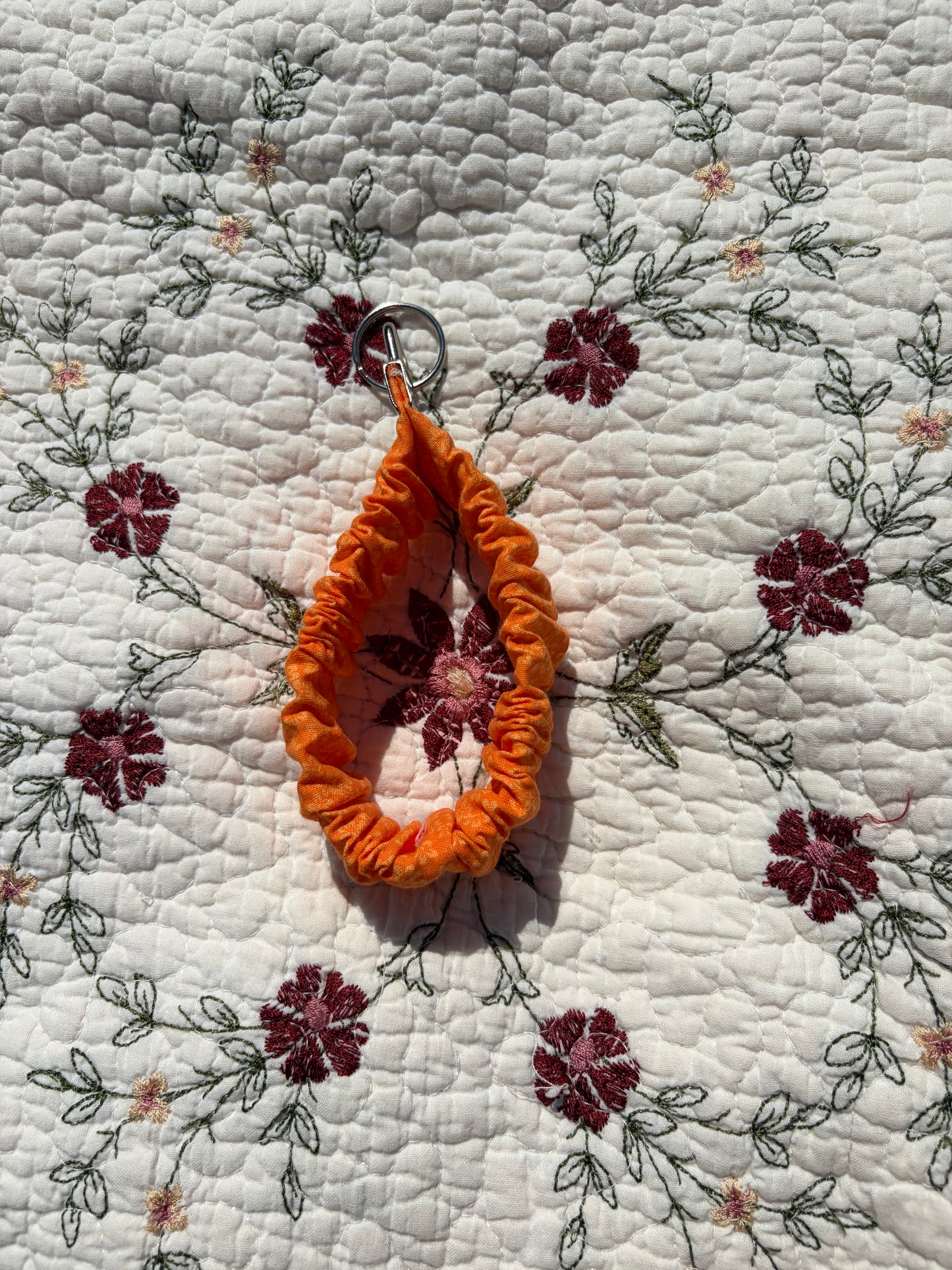 Orange Floral Scrunchie Keychain